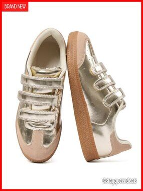 CYNLLIO Women's Fashion Sneakers Faux Leather Hook and Loop Comfort Walking